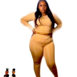 Toasted almond and Autumn night crop-top leggings two piece